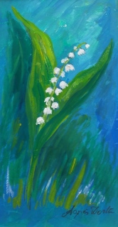 Un brin de muguet - Gouache - aquarelle - petit format.
