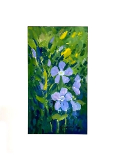 Pervenches - Gouache - aquarelle - petit format.