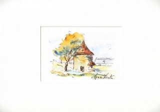 Colombier - Gouache - aquarelle - petit format.